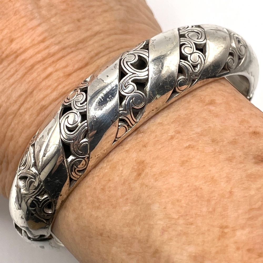 Brighton Kismet Silver Tone Cuff Clamper Bangle Bracelet